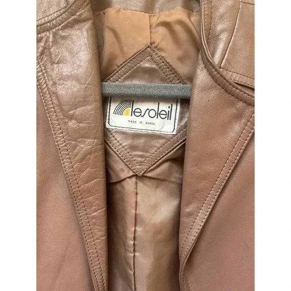 Vintage 70s 80s Lesoleil‎ brown leather jacket. - Picture 3 of 6